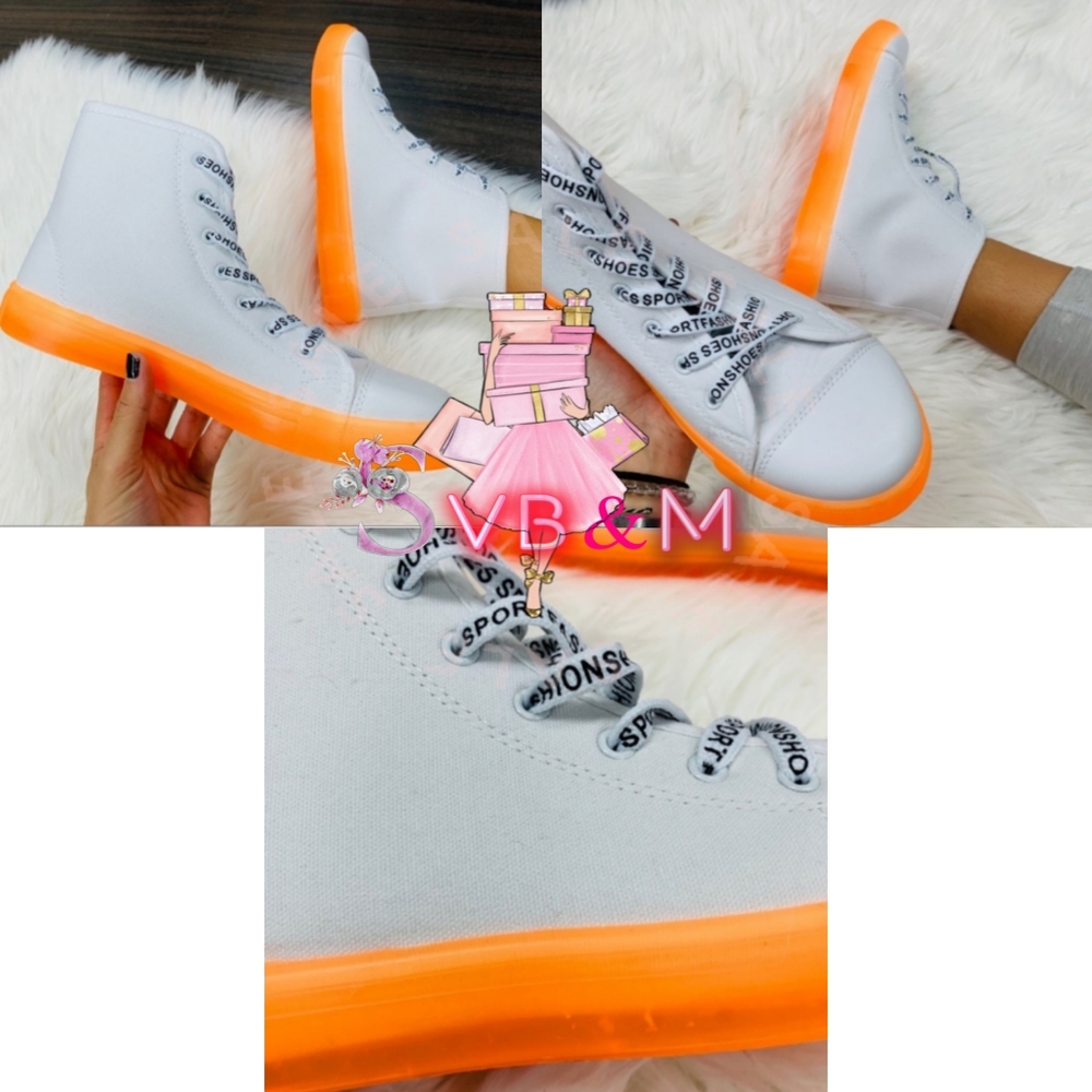 NWB Weeboo White Orange high top sneakers
